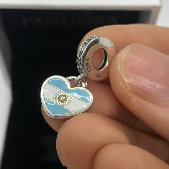 ✨🔥Pandora Argentina Flag Dangle Charm Pendant S925 Silver with box - Picture 1 of 4